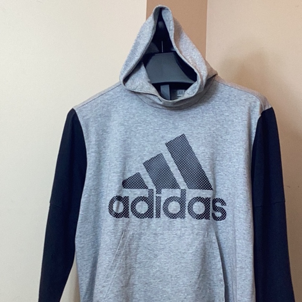 adidas Gray & Black Hoodie with Front Pocket